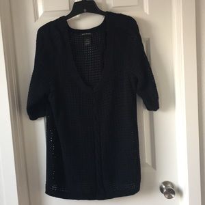 Lane Bryant size 14/16 Open weave black sweater. Deep scoop neck.